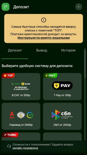 Раздел для финансовых транзакций